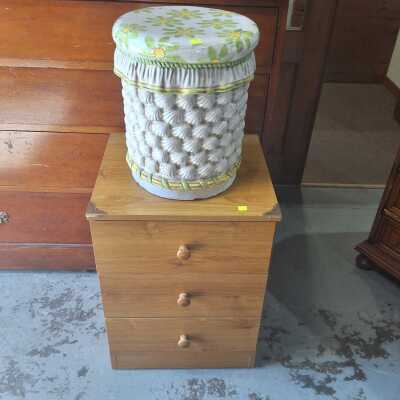 BEDSIDE AND STOOL
