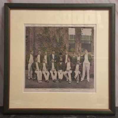 Print of a handcoloured photograph of the Australian Cricket Players in England, 1893, 23 x 24cm