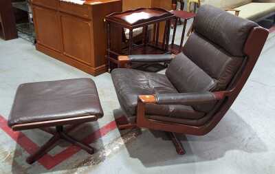 ARM CHAIR AND FOOTSTOOL