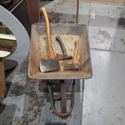 WHEELBARROW AND AXES
