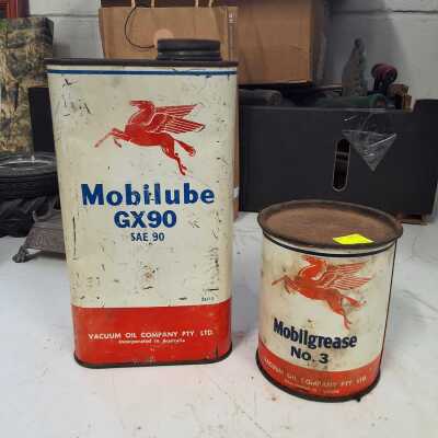 MOBIL GREASE & OIL TIN