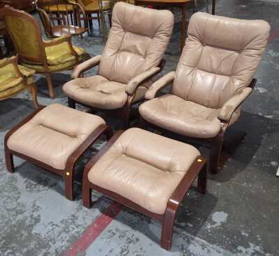 ARMCHAIRS WITH FOOTSTOOLS