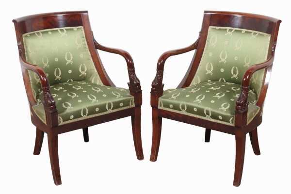 PAIR OF MAHOGANY ARMCHAIRS