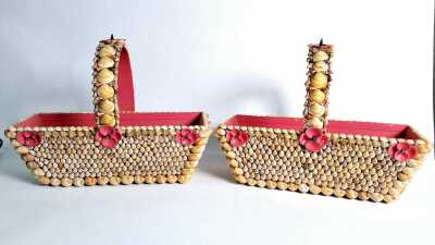 SHELL ENCRUSTED BASKETS